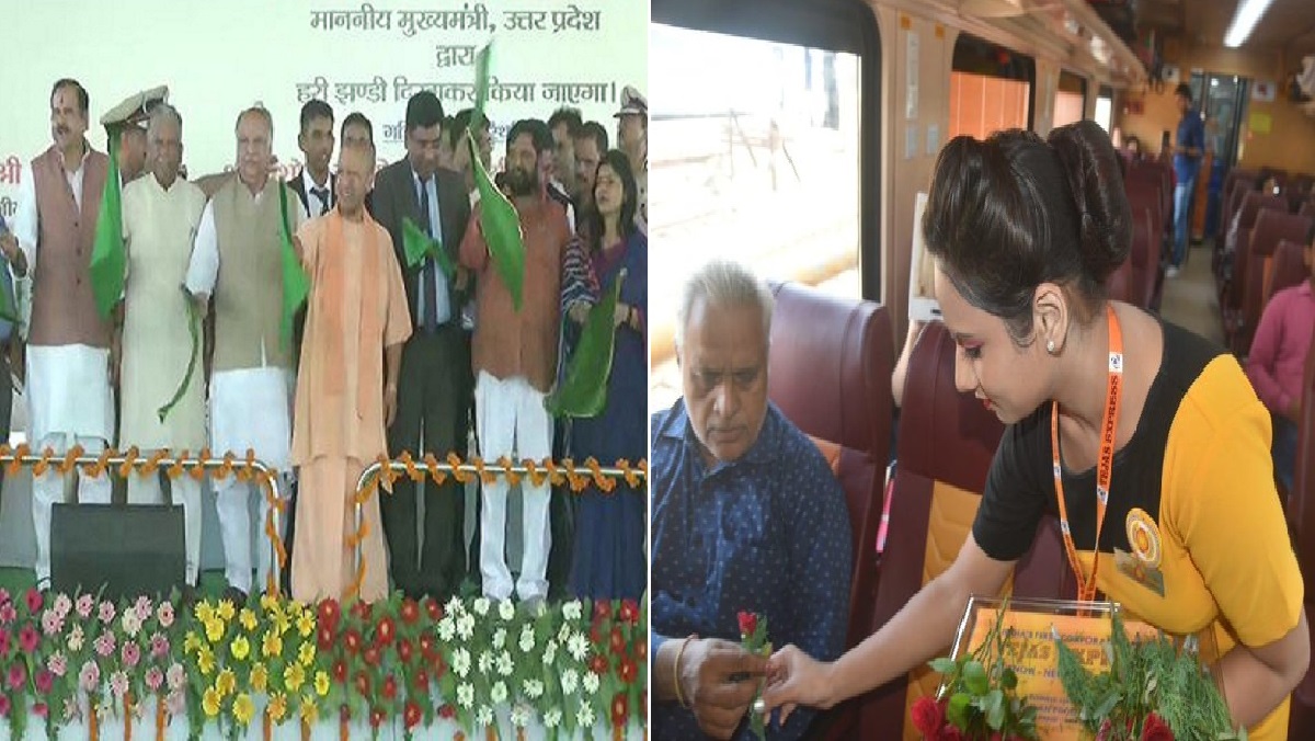 लखनऊ में सीएम योगी ने देश की पहली कारपोरेट ट्रेन ‘तेजस’ को दिखाई हरी झंडी