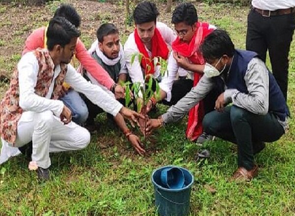 बांदा में छात्रों ने स्वतंत्रता दिवस के मौके पर पौधरोपण किया