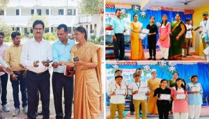 Science Exhibition at Banda Aryakanya College, students Dilip, Shailendra and Priyanshi topped