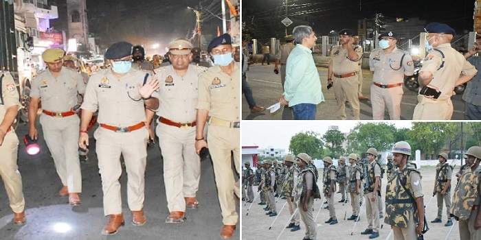 SP अभिनंदन के नेतृत्व में भारी पुलिस फोर्स का फ्लैग मार्च