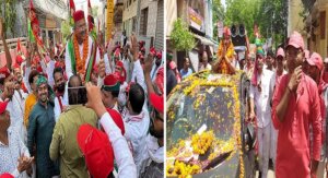 Banda : SP candidate Geeta did roadshow with husband Mohan Sahu on last day of campaigning