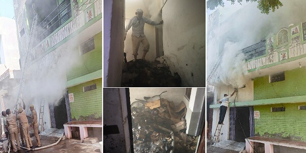 बांदा आवास विकास में बच्चों के खेल से घर में लगी आग, पुलिस सक्रियता से टली अनहोनी
