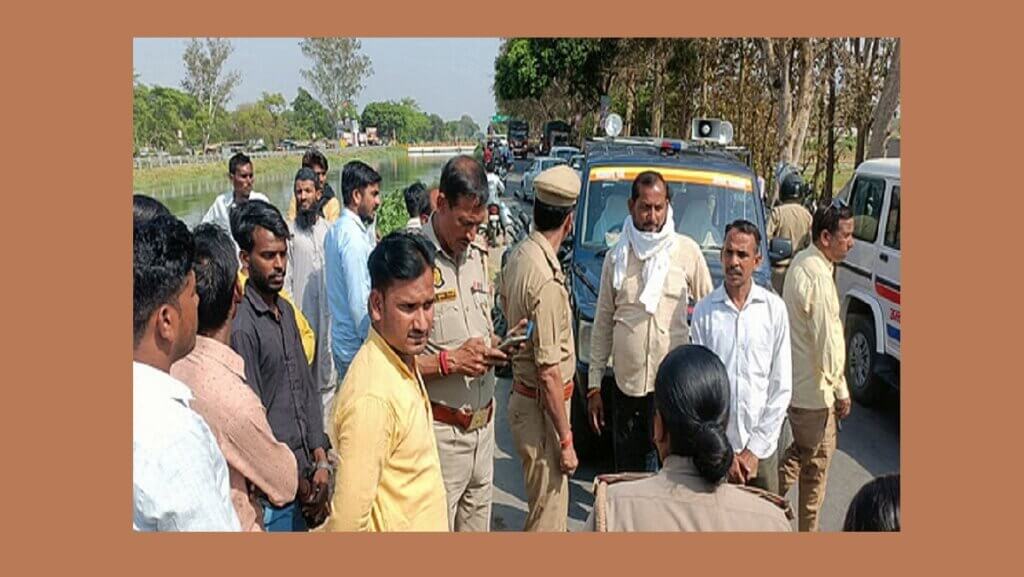 Family falls into canal along with bike in Barabanki