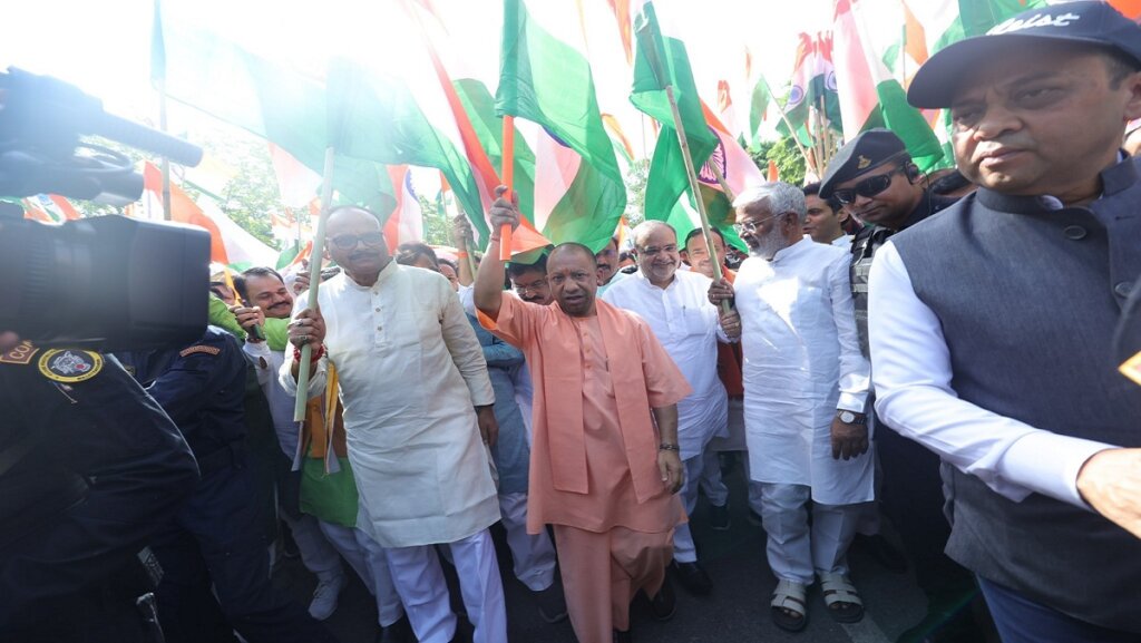 CM Yogi led 'Tiranga Shaurya Yatra' in Lucknow 