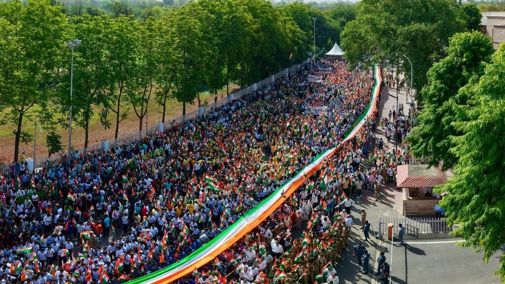 CM Yogi led 'Tiranga Shaurya Yatra' in Lucknow 