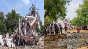 Jal Jeevan Mission corruption-water tank collapsed in Sitapur