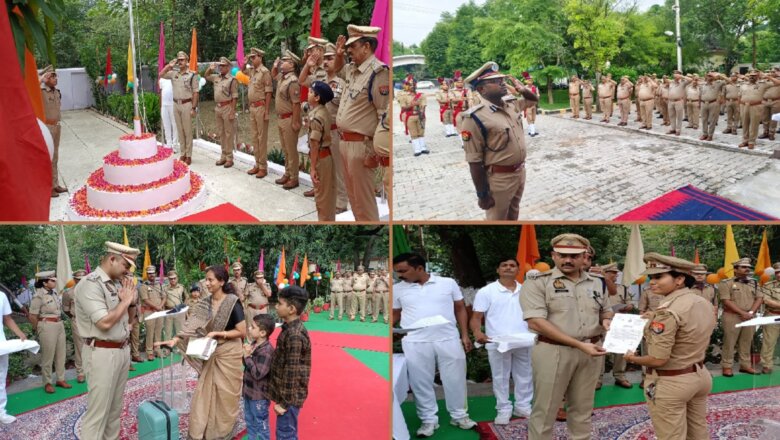 बांदा: DIG और SP ने किया ध्वजारोहण-17 पुलिसकर्मियों और शहीदों के परिवारों का सम्मान भी