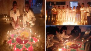 Happy_Diwlai: Cricket trainees celebrated Diwali by decorating rangoli and lighting diyas at Banda Stadium