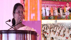 President Droupadi Murmu and cmyogi in Lucknow Programe of Brahama kumari.jpg