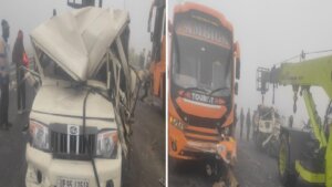 Fog wreaks havoc: 3 killed 4 injured in collision Bolero and bus Bundelkhand Expressway Hamirpur