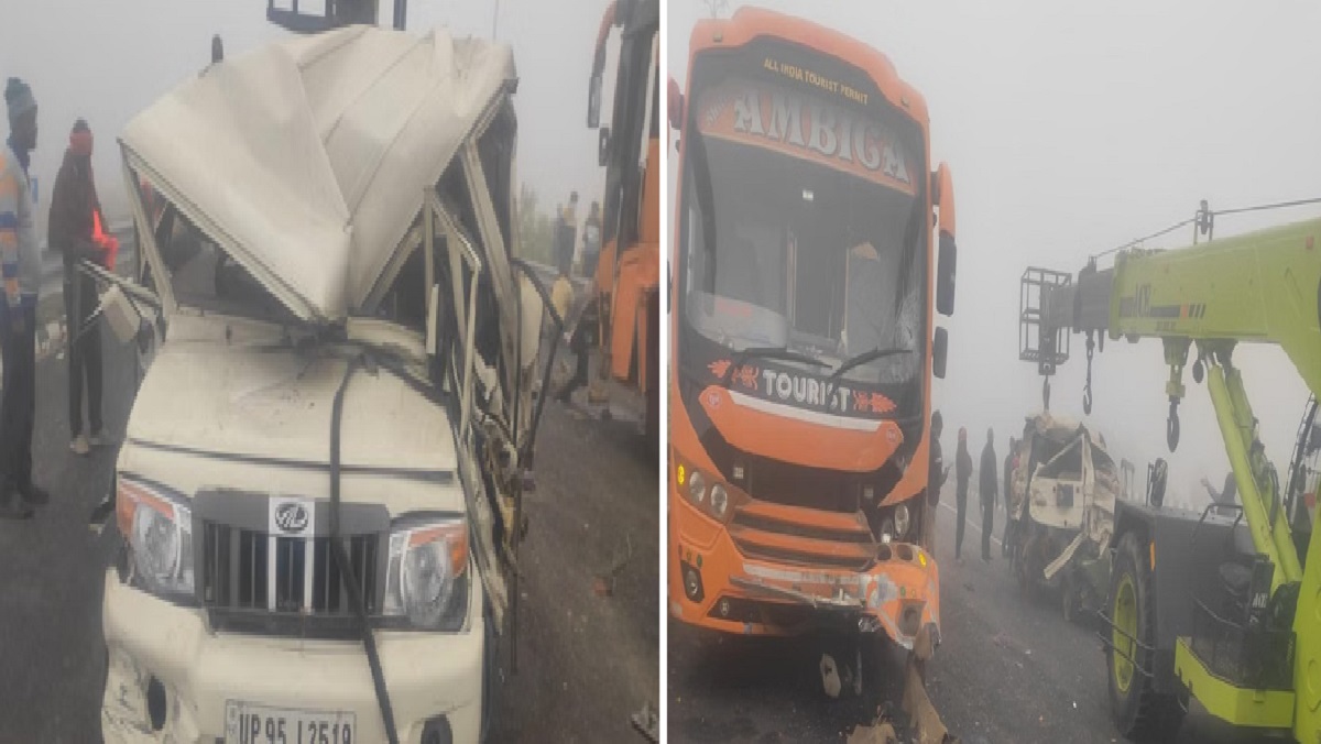 Fog wreaks havoc: Three killed four injured in collision between Bolero and bus on Bundelkhand Expressway in Hamirpur
