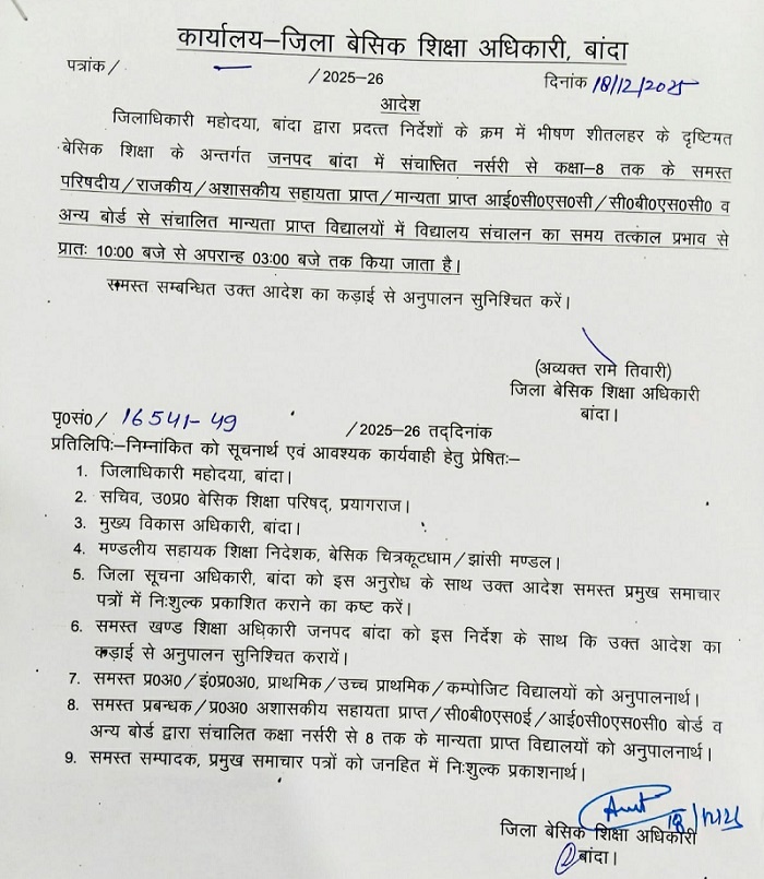 impact of News of SamarneetiNews.. School timings changed in Banda