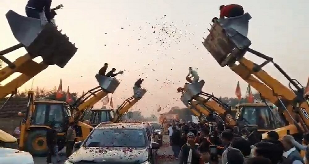 UP: in Ayodhya BJP President's bulldozer welcome in news