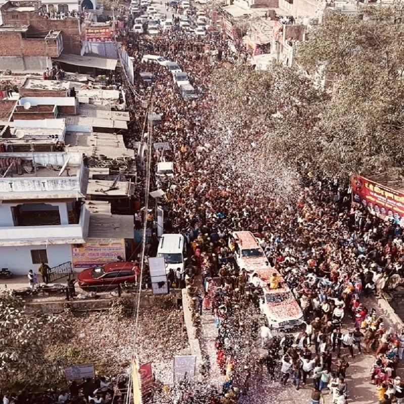 Dhirendra Shastri arrived in Khurhand village in Banda