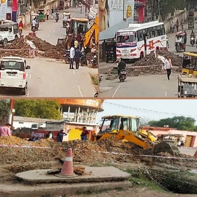 बांदा: जेल रोड खोदकर जल संस्थान मस्त-ट्रैफिक व्यवस्था ध्वस्त