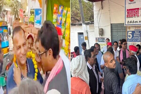 अजब-गजब: बांदा में गैस एजेंसी मालिक को सपाइयों ने पहनाई माला-फिर..