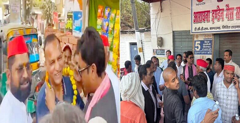 अजब-गजब: बांदा में गैस एजेंसी मालिक को सपाइयों ने पहनाई माला-फिर..