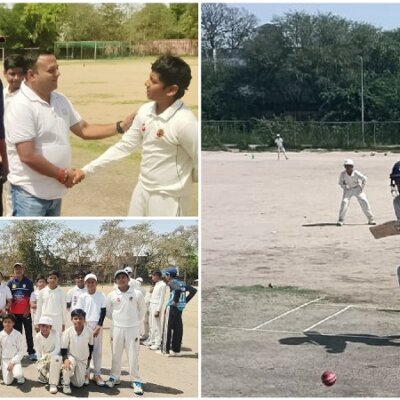 बांदा स्टेडियम में अंडर-14 ट्रायल मैच में कांटे की टक्कर-टीम ब्लू ने मारी बाजी