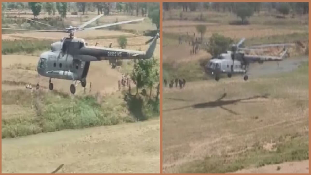 Three army helicopters suddenly landed in fields of Banda