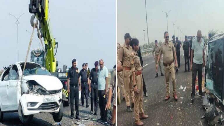 car overturns on BundelkhandExpressway in Banda