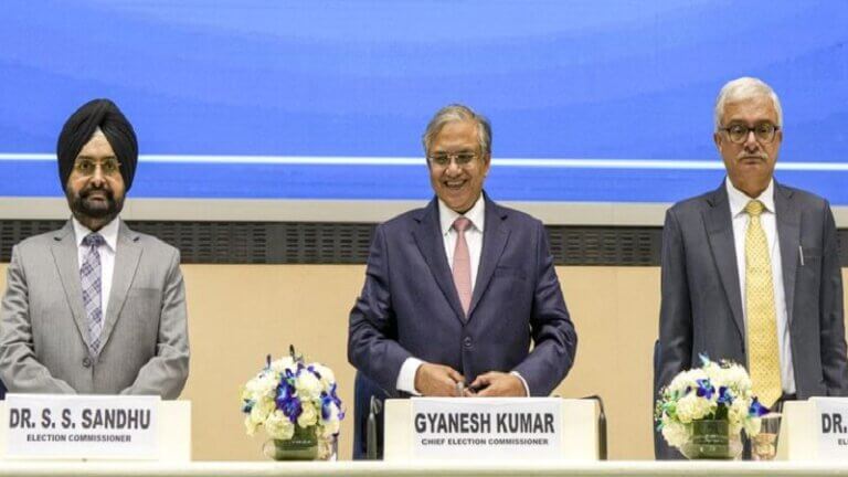 CEC Gyanesh Kumar announcing election results of five states