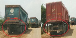 overloaded mining trucks running without number plates from MP to UP