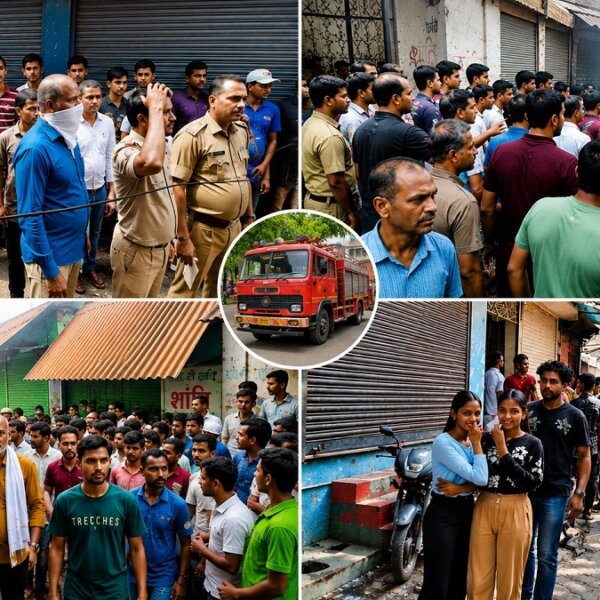बड़ी घटना: बांदा शहर में माहेश्वरी देवी मंदिर के पास कपड़ा गोदाम में आग-लाखों का नुकसान