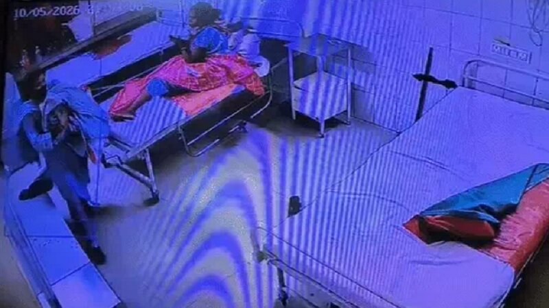 घाटमपुर स्वास्थ्य केंद्र से बच्चा चोरी का सीसीटीवी फुटैज।