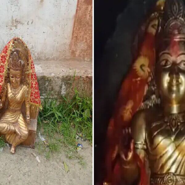 बांदा: मंदिर से चोरी देवी मूर्ति सड़क किनारे रखी मिली-भक्तों में खुशी की लहर