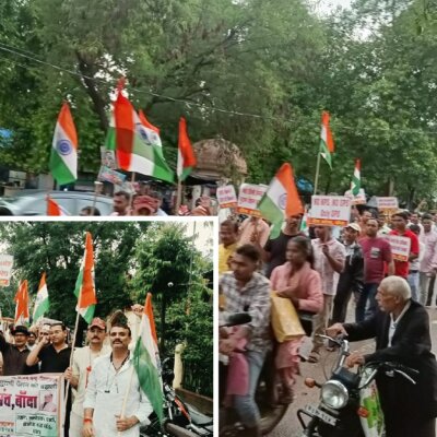 बांदा में सड़कों पर उतरे शिक्षक, OPS मांग को लेकर विशाल तिरंगा यात्रा
