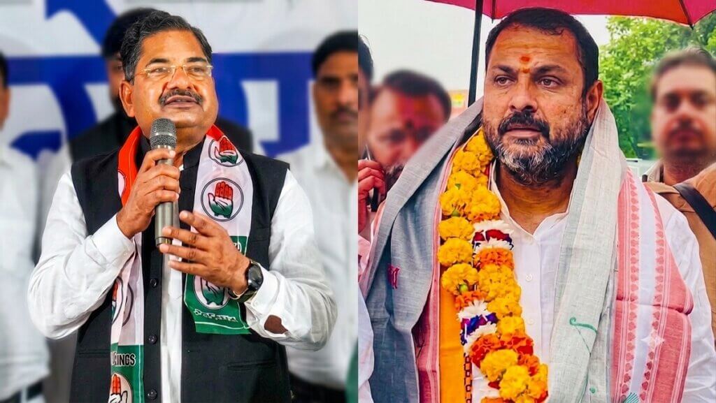 बांदा सपा नेता मोहन साहू बाएं और बीजेपी विधायक प्रकाश द्विवेदी दाएं