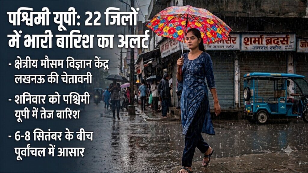 पश्चिमी यूपी के 22 जिलों में भारी बारिश का अलर्ट में बरसात की तस्वीर 