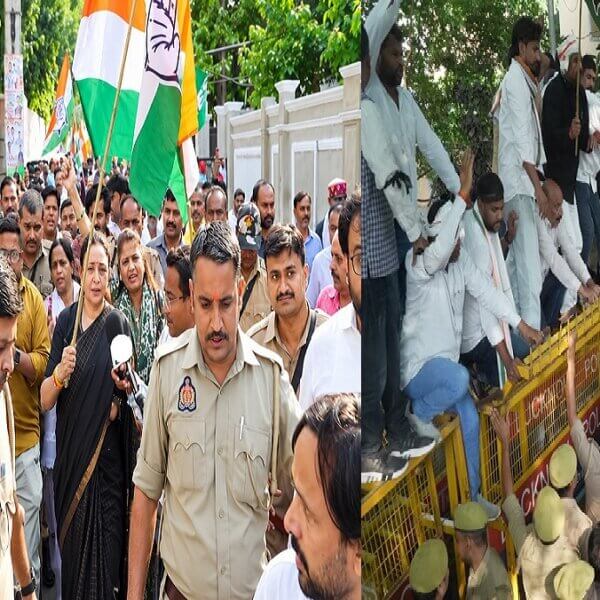 यूपी: लखनऊ में कांग्रेस का वोट चोरी पर प्रदर्शन, आराधना मिश्रा बोलीं-इस्तीफे तक होगा आंदोलन