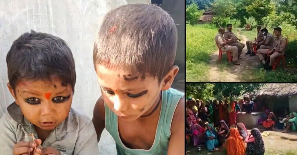 बांदा में दो मासूम भाइयों की मौत-दोनों की फाइल फोटो, पुलिस और परिजन